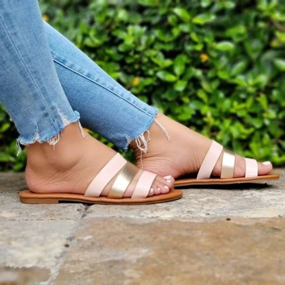 Stylish Pink and Gold Women's Flats size 10 - Picture 3 of 3